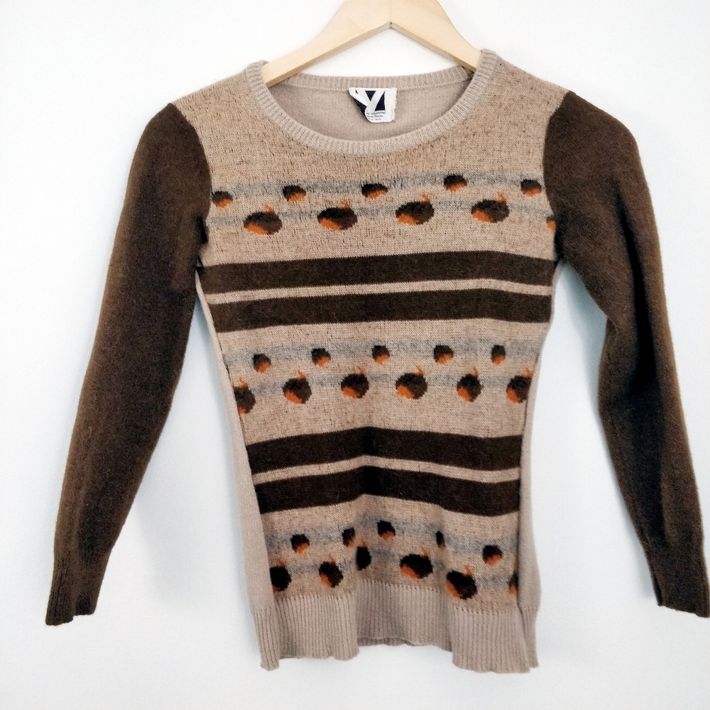 Vintage Valentino Novelty Acorn Sweater Brown XS